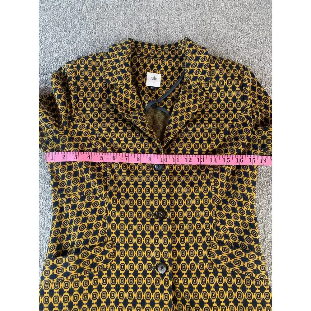 Cabi Standout Kensinggton Proper Blazer & Skirt Set Gold Navy Medallion Small